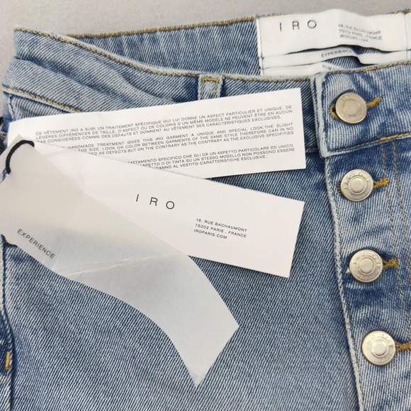 IRO Paris Gaety-19S Slim High Rise Button Fly Light Wash Denim Jeans Size 27 NWT